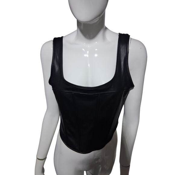 Avec Les Filles Women's size M Faux-Leather Whimsigoth Witchy Seamed Bustier Top - Picture 4 of 12